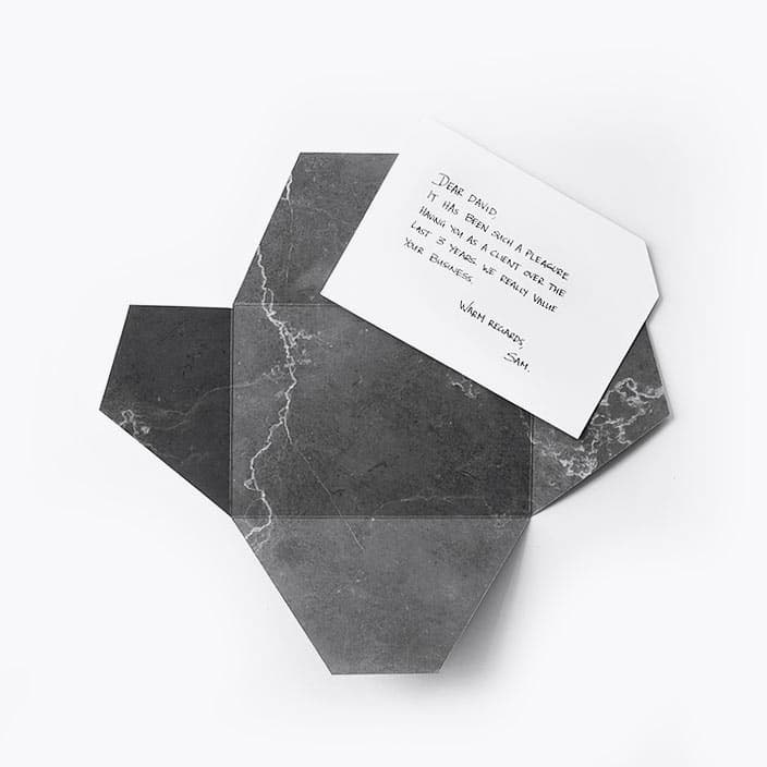 Signature Thankly Card with the Black Marble envelope